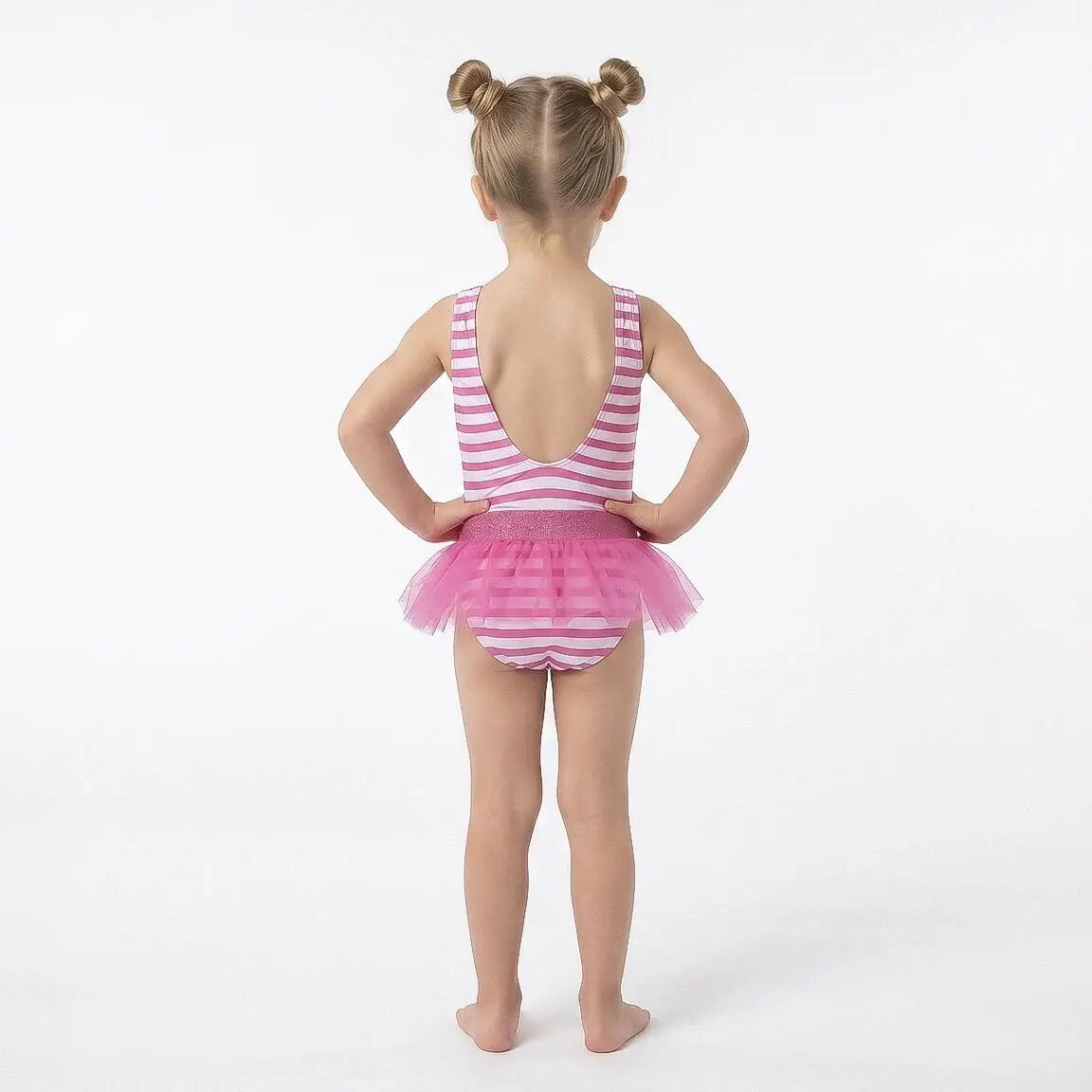Kinder-Badeanzug Minnie Mouse einteilig, Polyester und Elasthan, Mehrfarbig 6/8