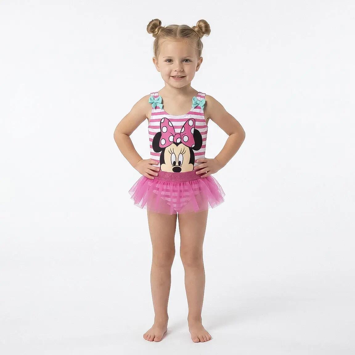 Kinder-Badeanzug Minnie Mouse einteilig, Polyester und Elasthan, Mehrfarbig 5/8