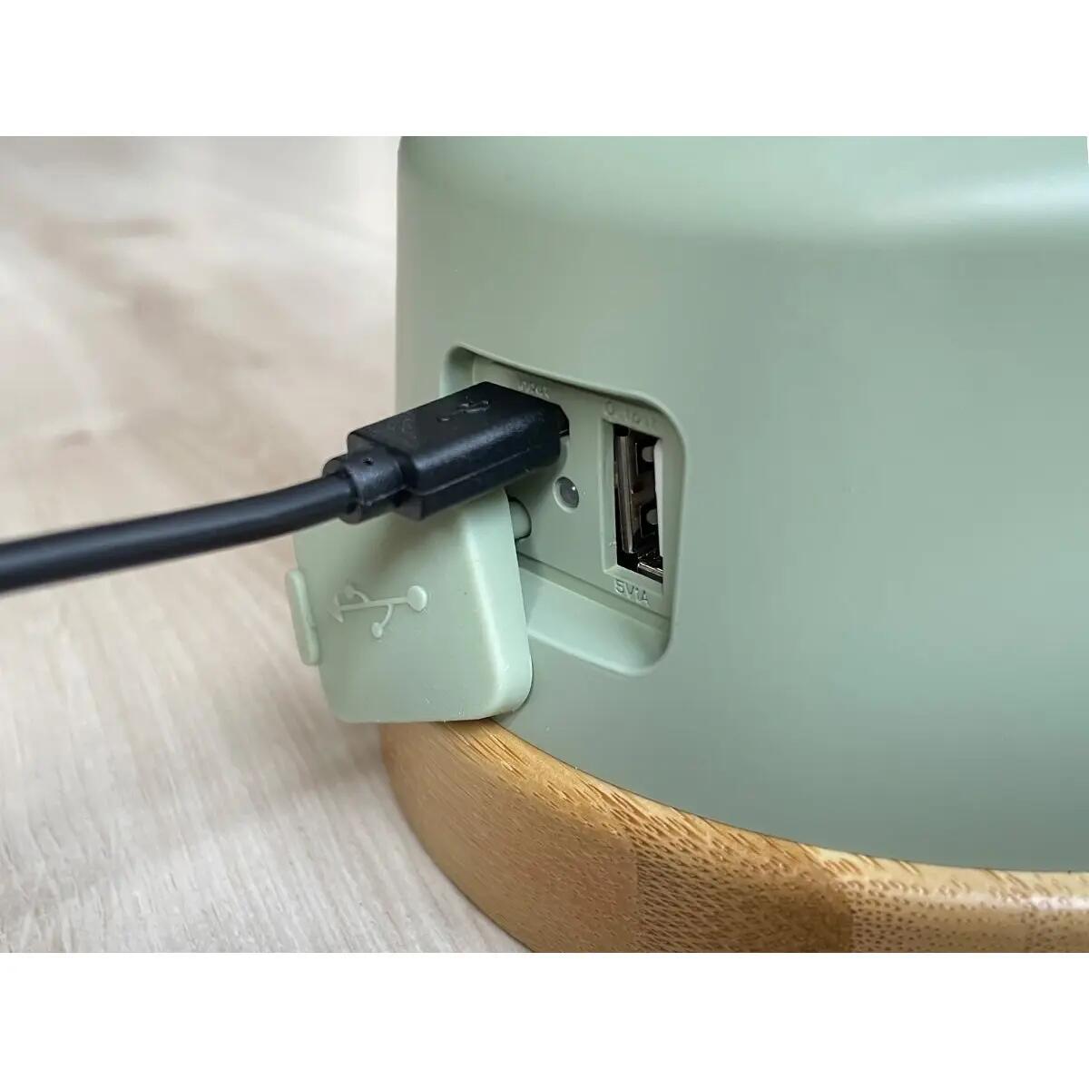 Seconde vie - Lampe camping LED Kiruna - Rechargeable USB - Bambou - Style rétro 10/12