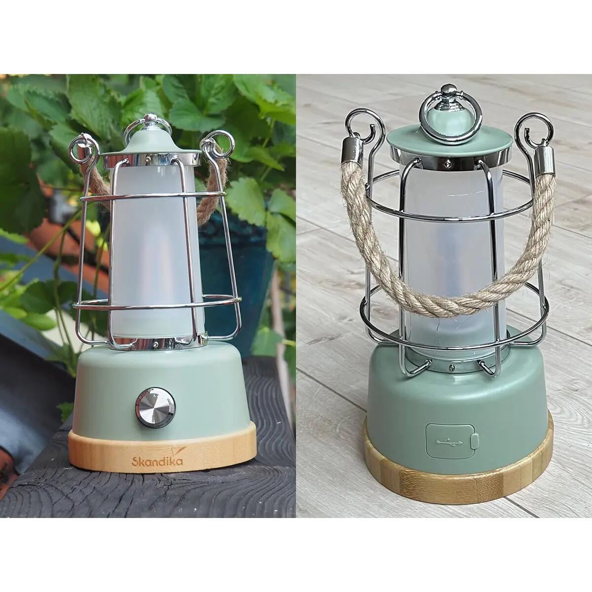Seconde vie - Lampe camping LED Kiruna - Rechargeable USB - Bambou - Style rétro 8/12