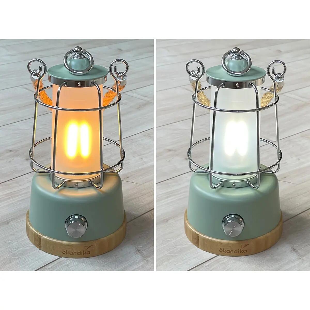 Seconde vie - Lampe camping LED Kiruna - Rechargeable USB - Bambou - Style rétro 5/12