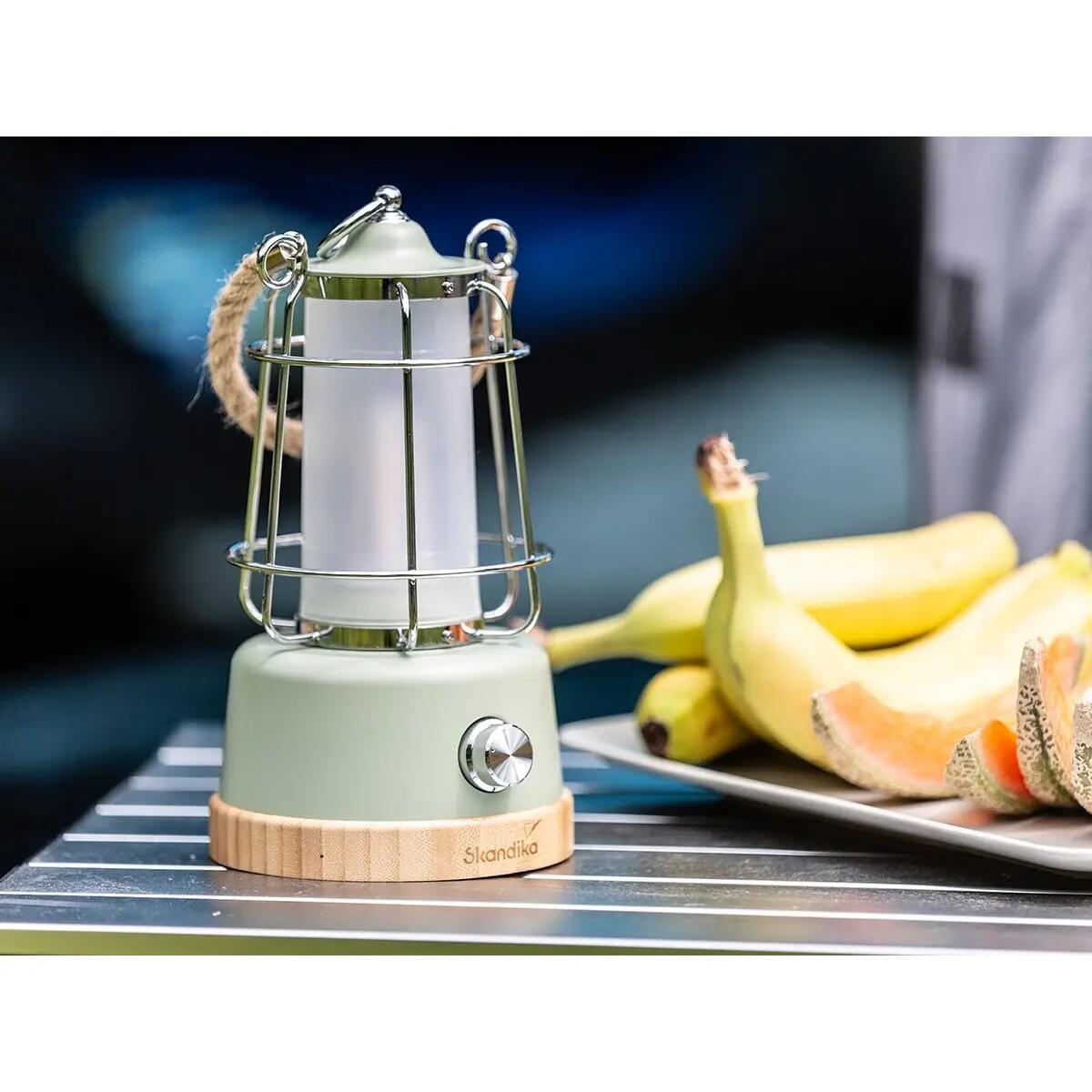 Seconde vie - Lampe camping LED Kiruna - Rechargeable USB - Bambou - Style rétro 2/12