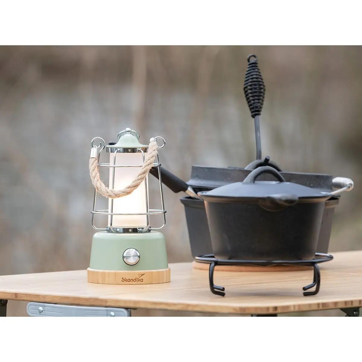 Seconde vie - Lampe camping LED Kiruna - Rechargeable USB - Bambou - Style rétro 4/12