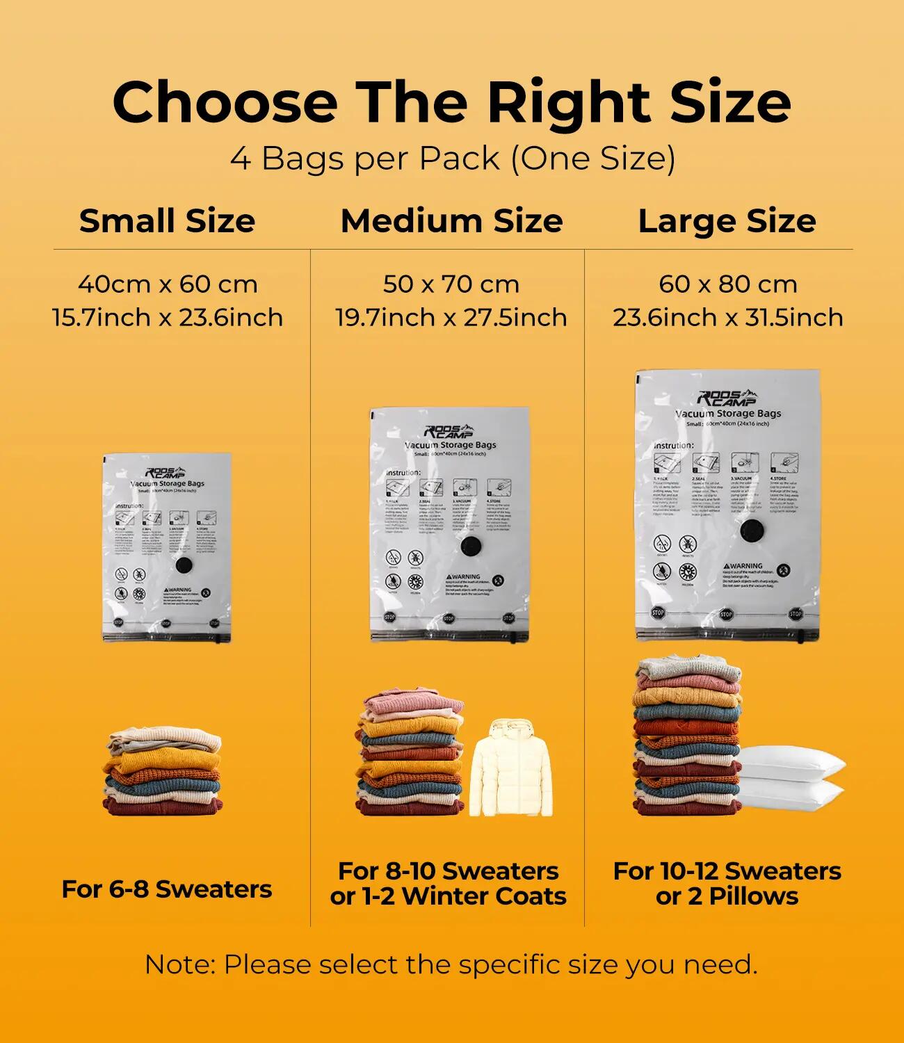 Rooscamp Vacuum Storage Bags Small L – Vacuüm Opbergzakken 60x80cm 3/8