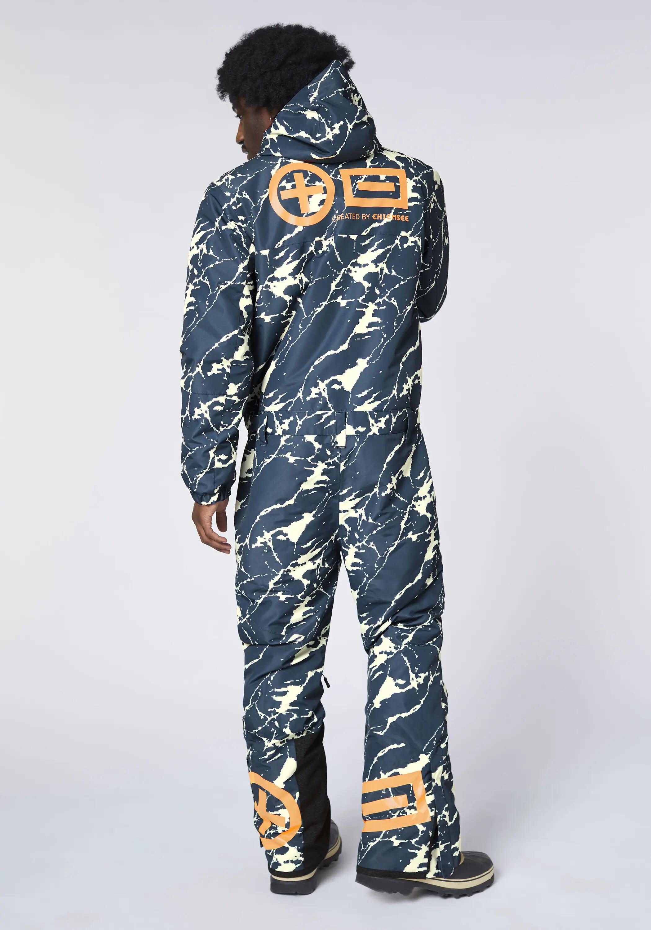 Skioverall mit verpixeltem Berglandschaft-Print 4/7