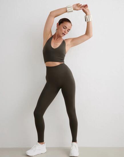Damskie legginsy dłuższe, wysoki stan, invisible scrunch Shape Seamless czarne