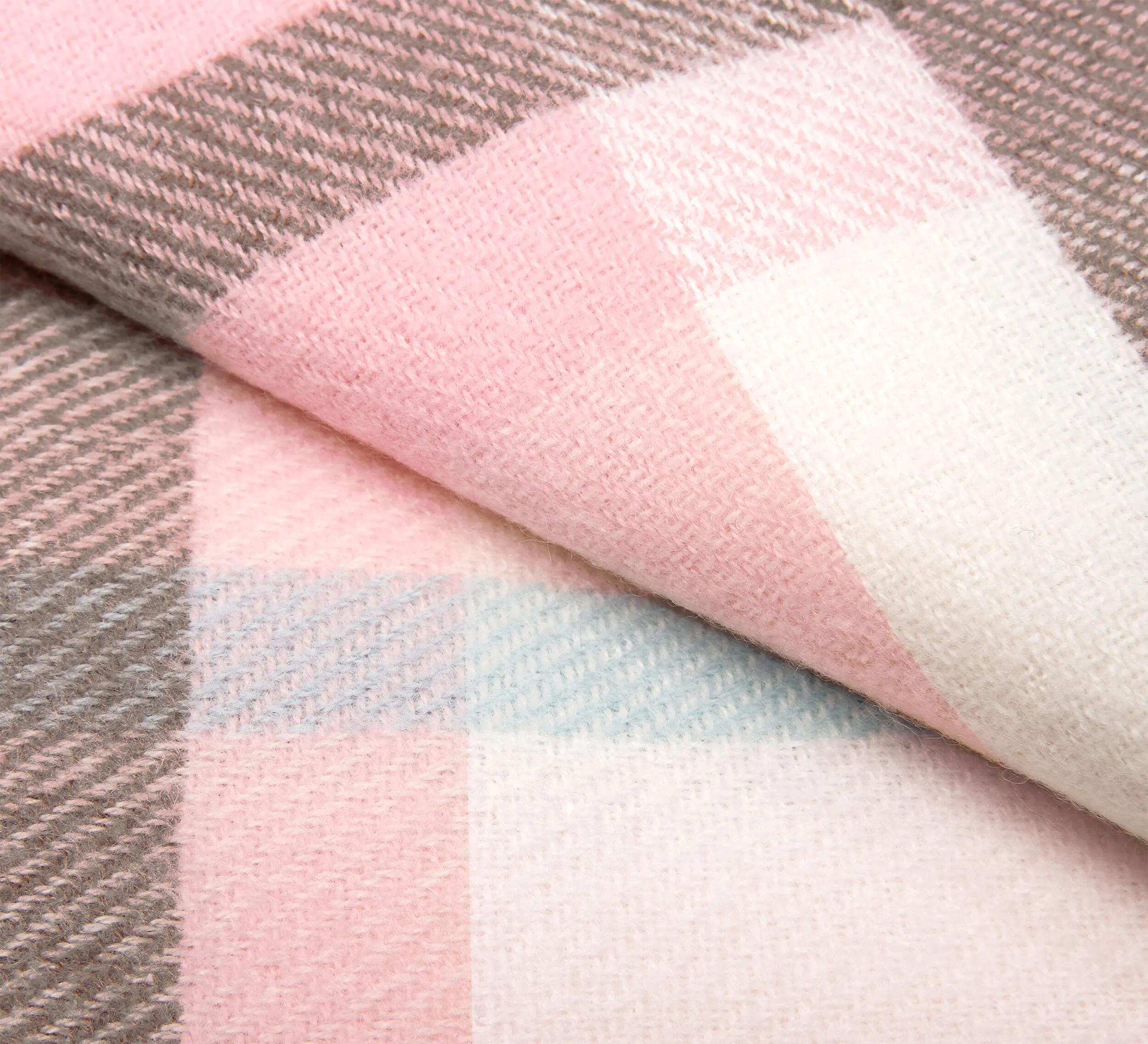X2 Sciarpa Cashmirillo 70 x 200 cm - motivo a quadri - Rosa, Blu e Beige 6/7