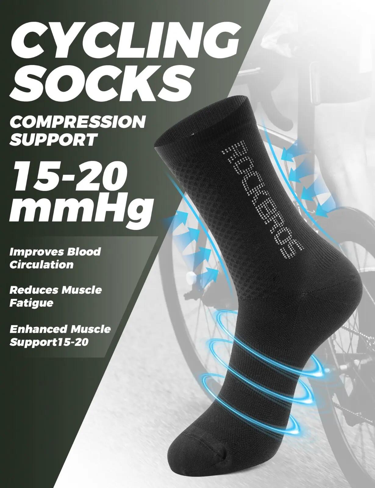 ROCKBROS Lot de 2 paires de chaussettes de vélo respirantes 4/8