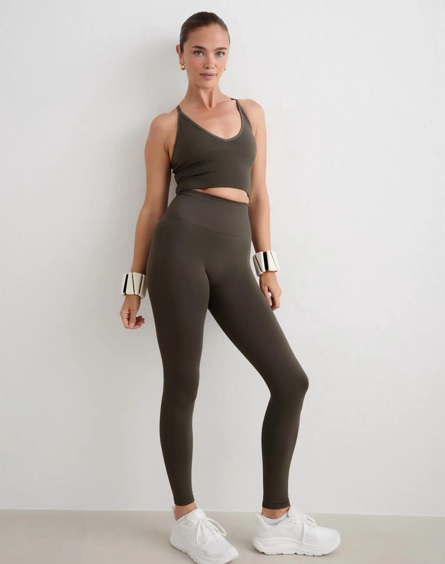 Dames legging hoge taille invisible scrunch squat proof Shape naadloos groen 5/5