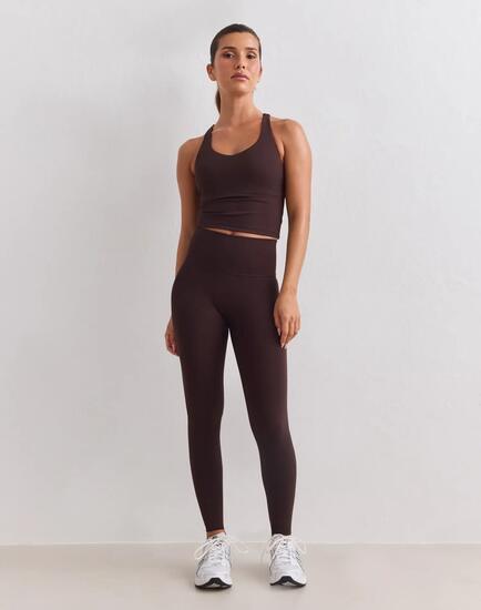 Femme Legging Taille Haute Compression invisible scrunch Sculptant Chocolat