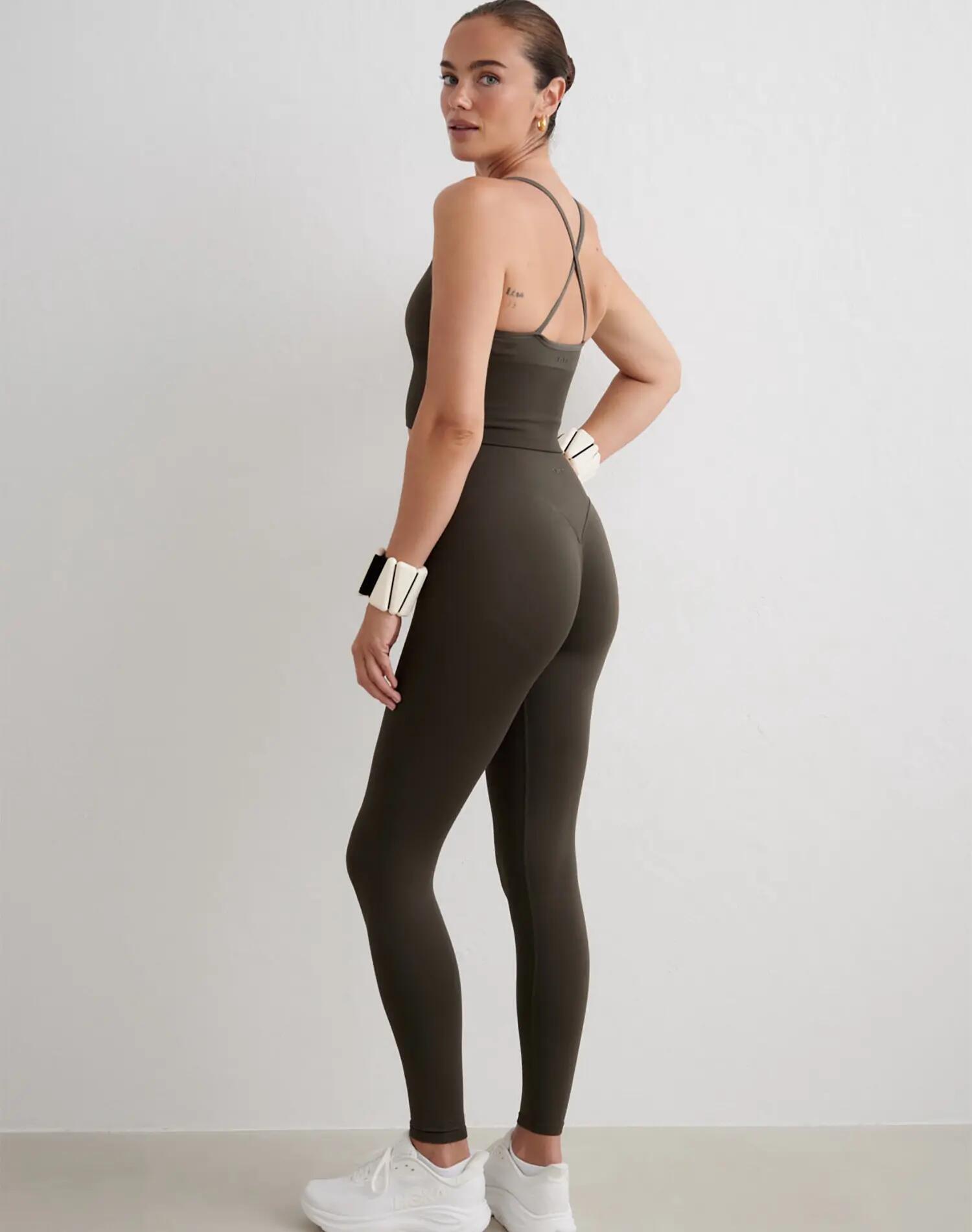 Dames legging hoge taille invisible scrunch squat proof Shape naadloos groen 2/5