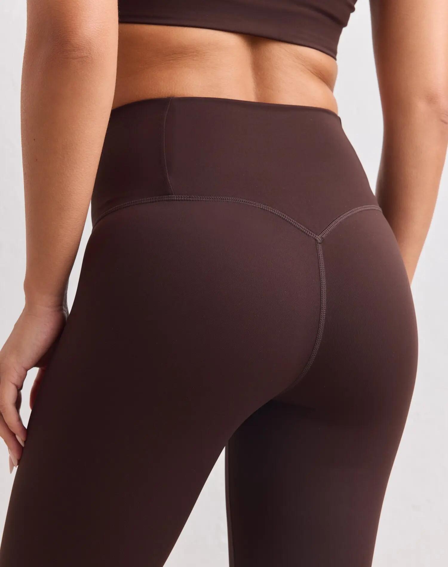 Dames Training Legging Hoge Taille Taillebandzakje Sculpting Fit Bruin 7/7