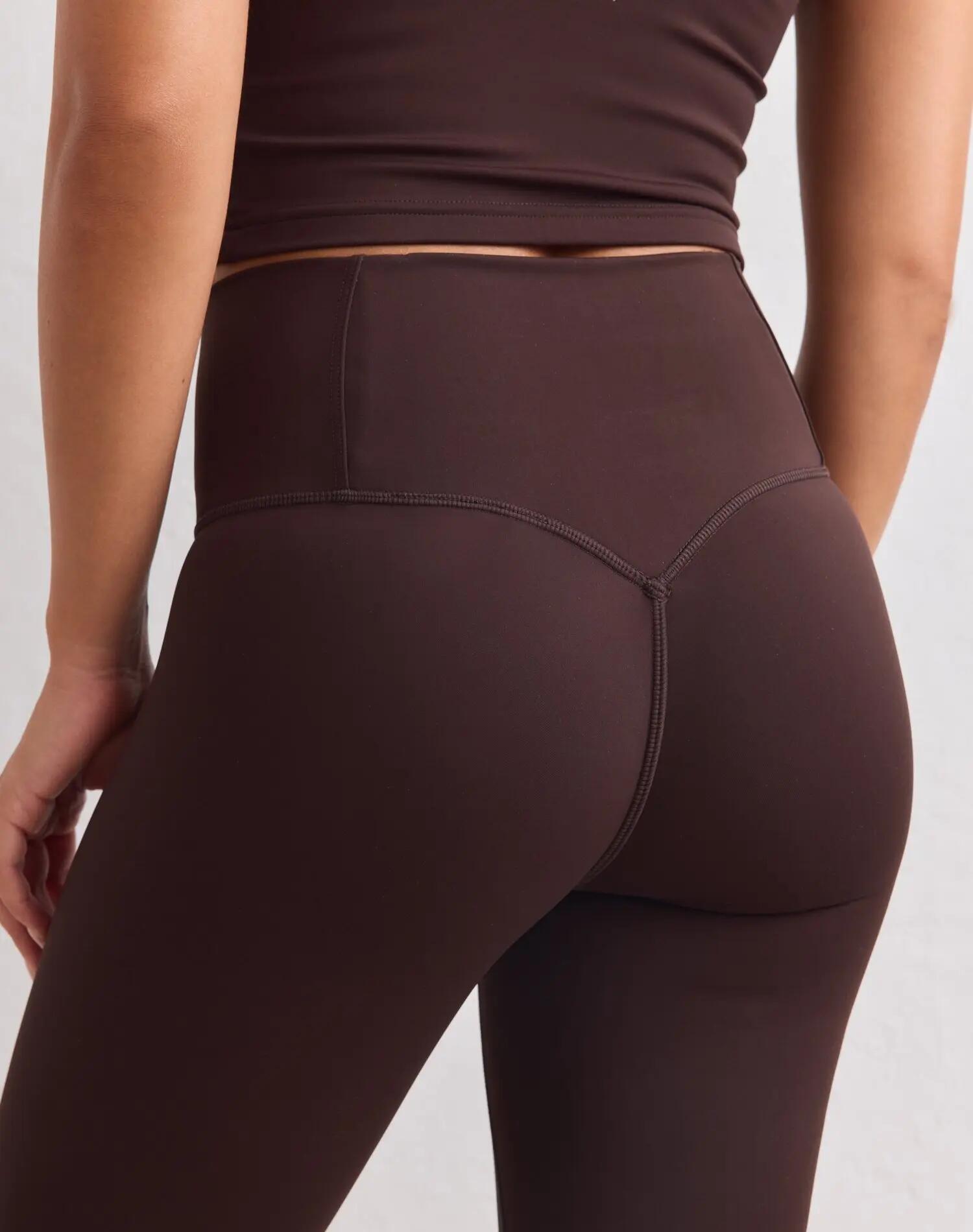 Dames legging hoge taille compressie invisible scrunch sculpting chocoladebruin 4/6