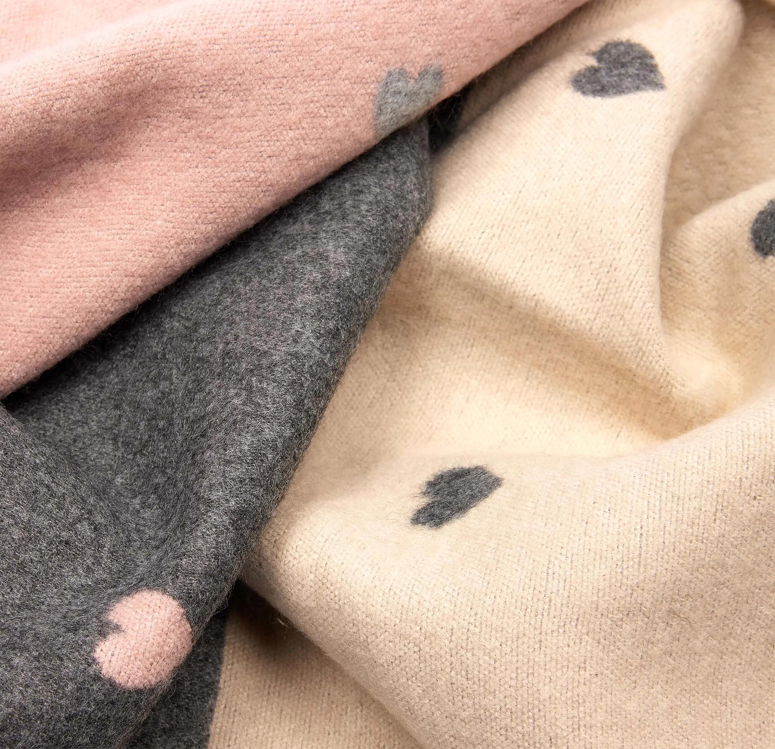 X2 Sciarpa Cashmirillo 70 x 200 cm - motivo a cuori - Rosa, Grigio e Beige 7/7