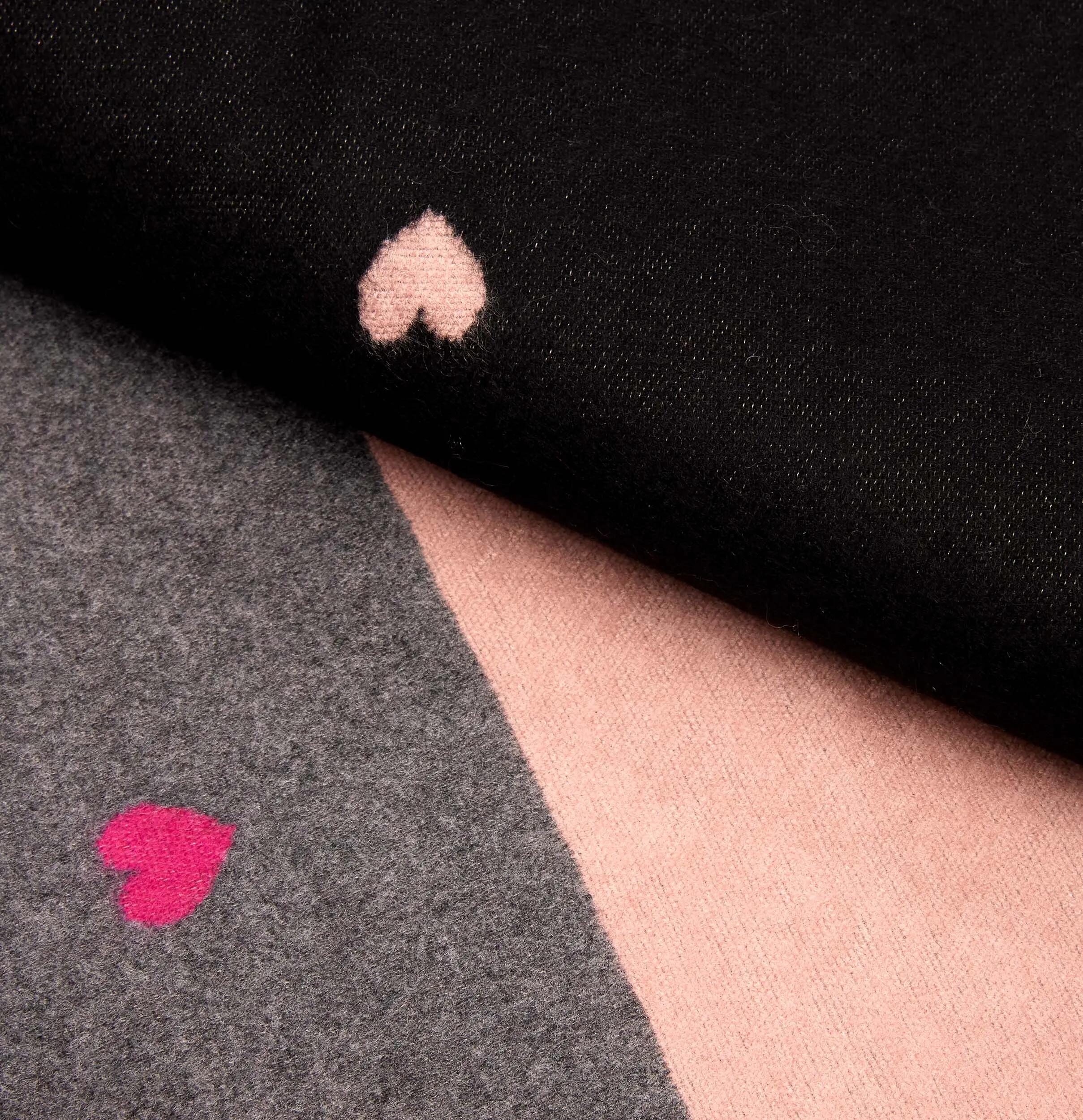 X2 Sciarpa Cashmirillo 70 x 200 cm - motivo a cuori - Nero e Rosa 6/7