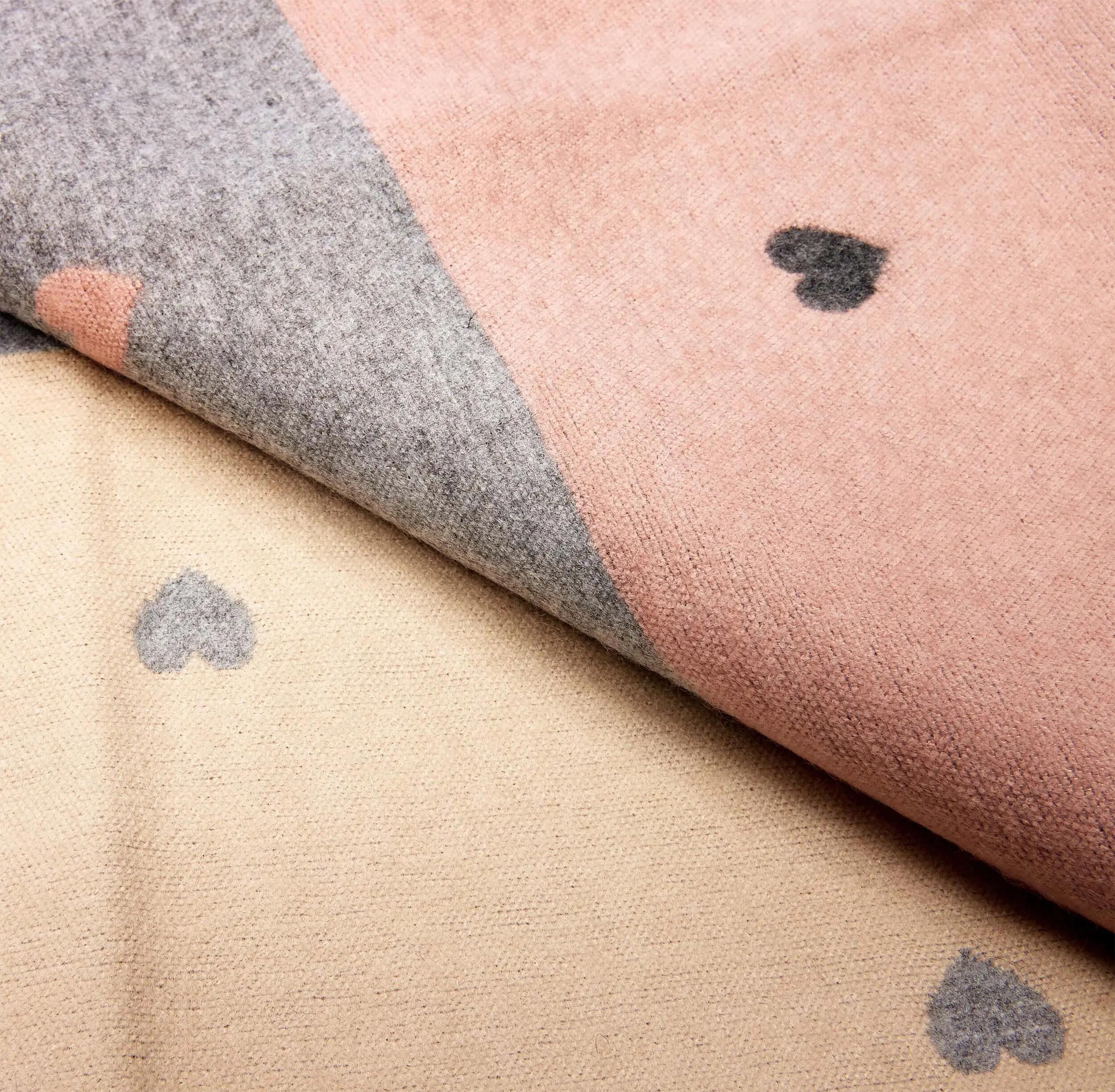 X2 Sciarpa Cashmirillo 70 x 200 cm - motivo a cuori - Rosa, Grigio e Beige 6/7