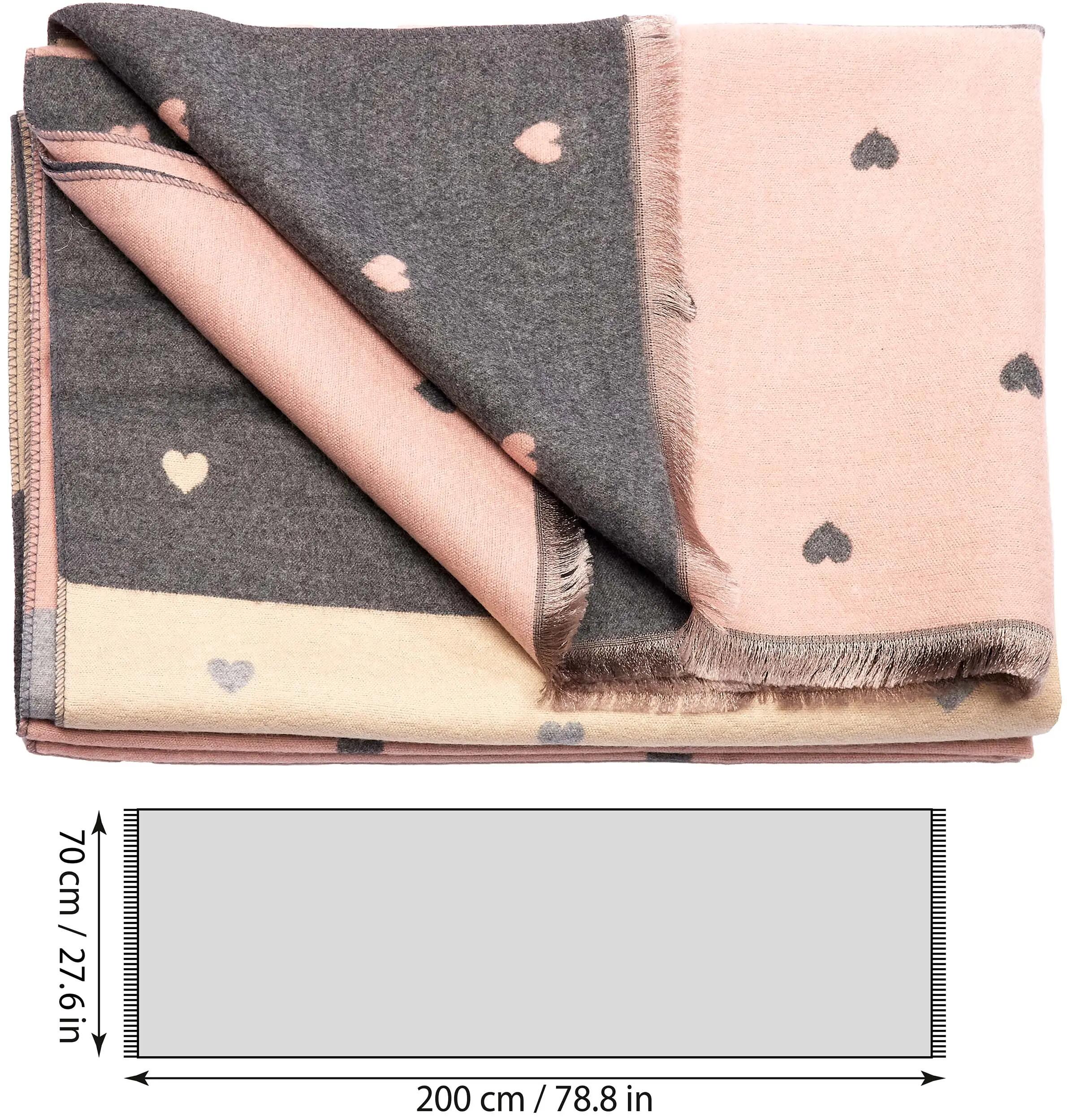X2 Sciarpa Cashmirillo 70 x 200 cm - motivo a cuori - Rosa, Grigio e Beige 5/7