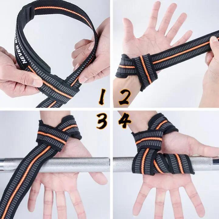 Lot de 2 sangles d'haltérophilie QttvbTna, polyester/coton, noir/orange 5/5