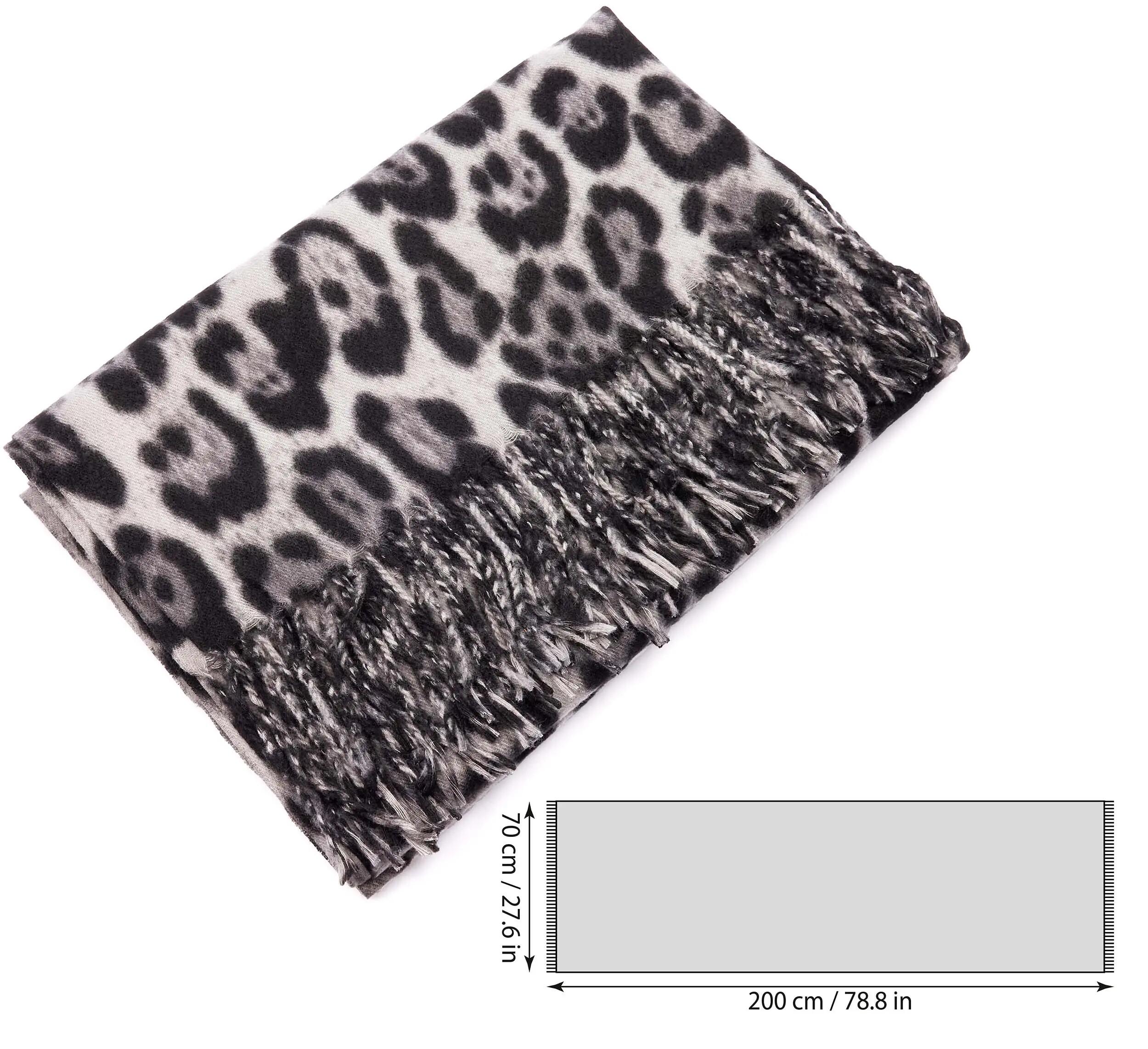X2 Sciarpa Cashmirillo 70 x 200 cm - motivo leopardato - Grigio e Nero 5/7