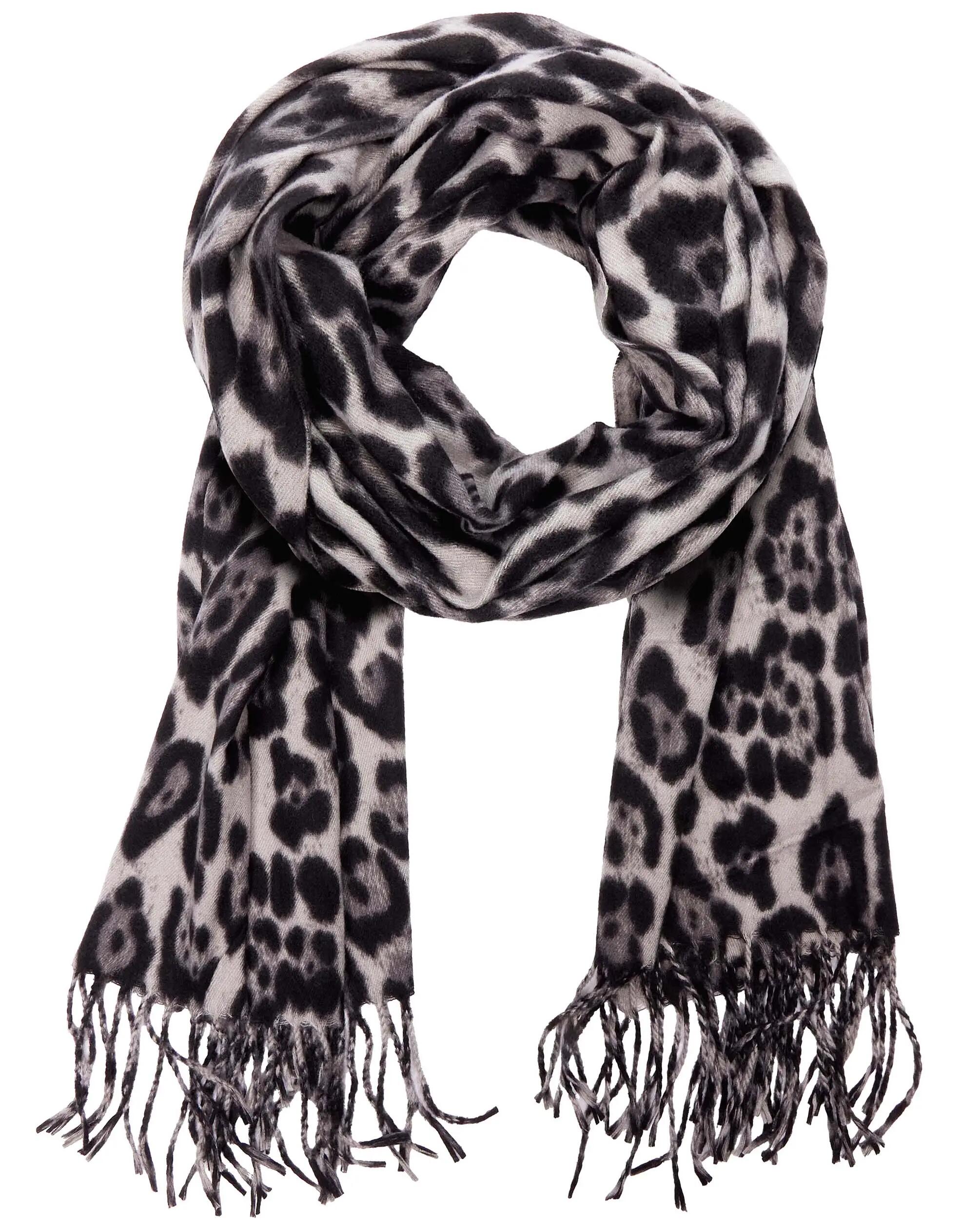 X2 Sciarpa Cashmirillo 70 x 200 cm - motivo leopardato - Grigio e Nero 4/7