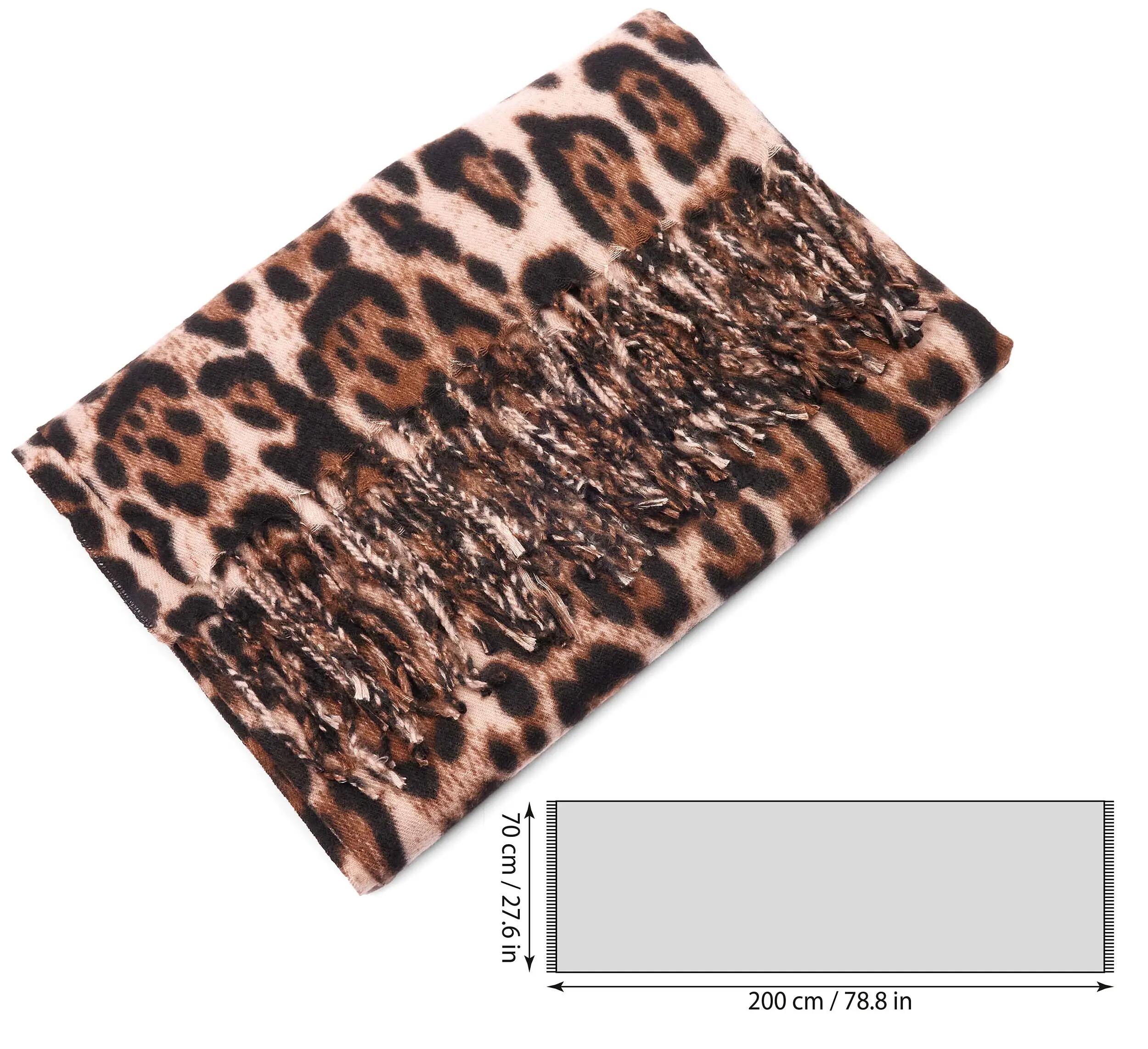 X2 Sciarpa Cashmirillo 70 x 200 cm - motivo leopardato - Beige e Nero 5/7