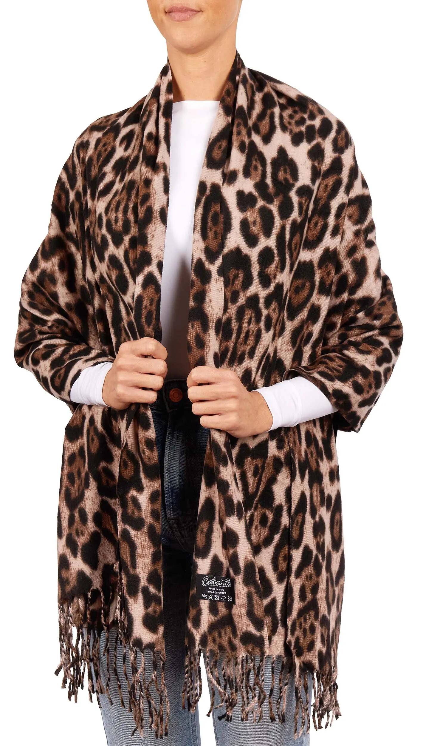X2 Sciarpa Cashmirillo 70 x 200 cm - motivo leopardato - Beige e Nero 2/7