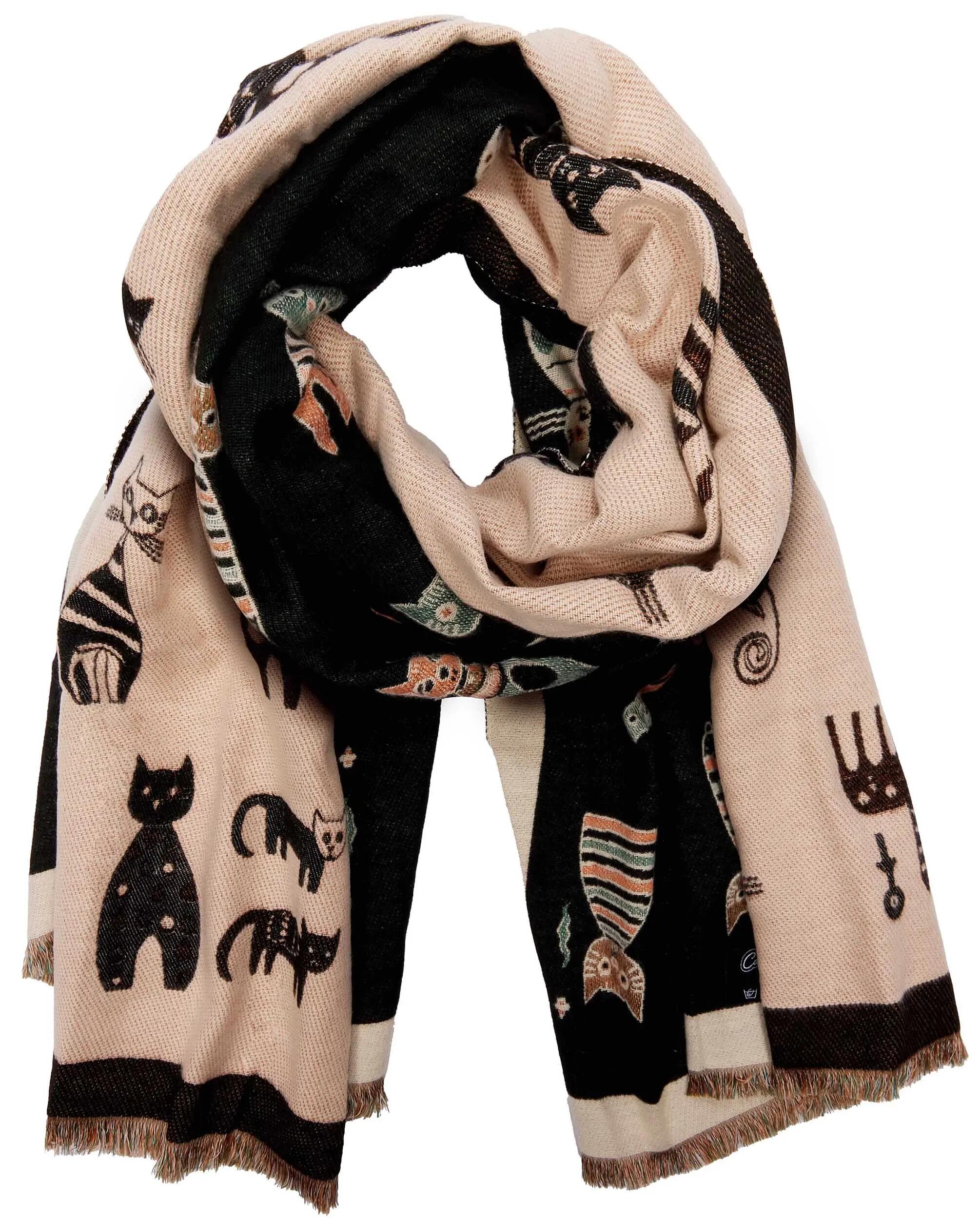 X2 Sciarpa Cashmirillo 70 x 200 cm - motivo con gatti - Nero 4/7