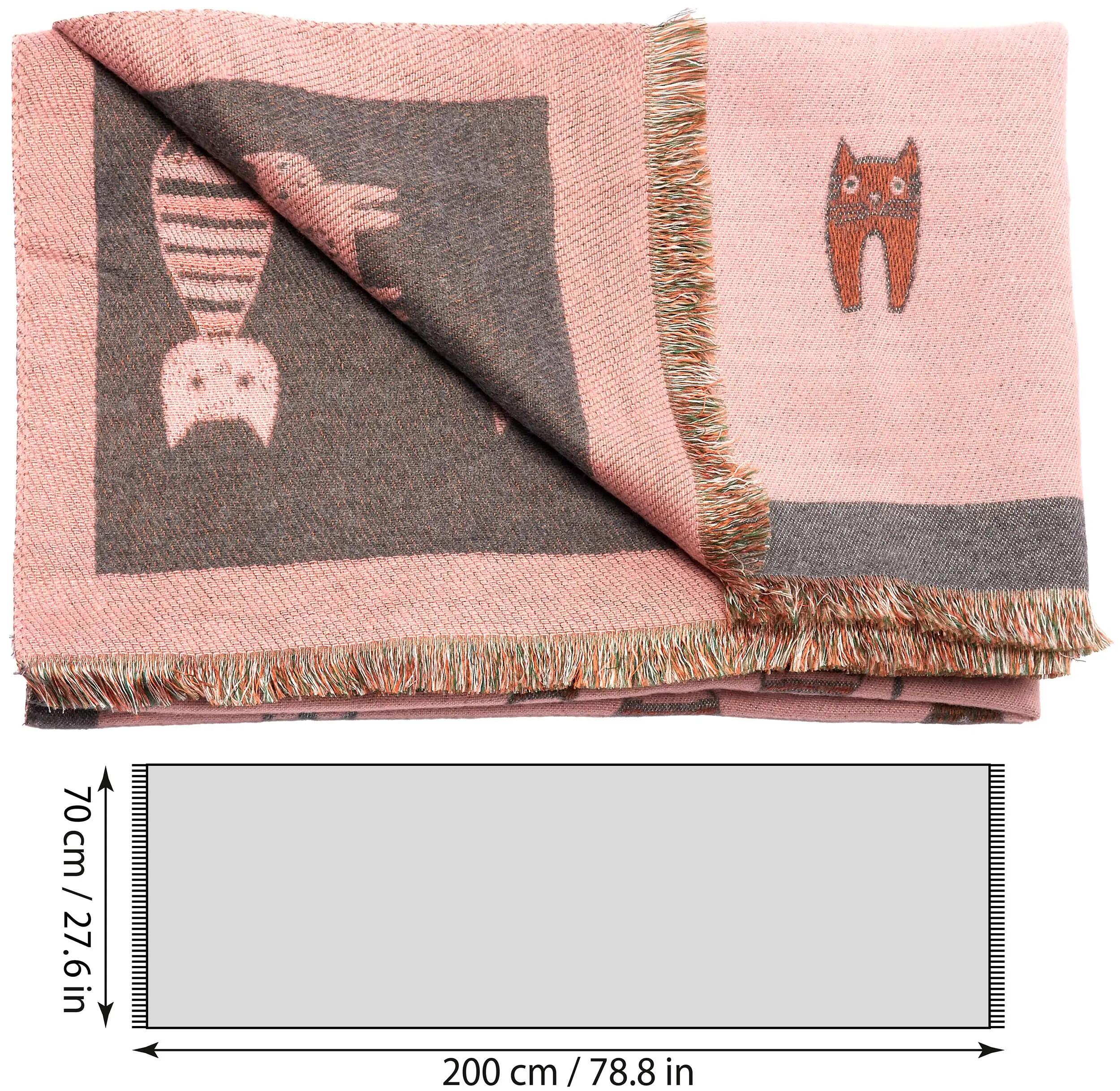 X2 Sciarpa Cashmirillo 70 x 200 cm - motivo con gatti - Rosa Chiaro 5/7