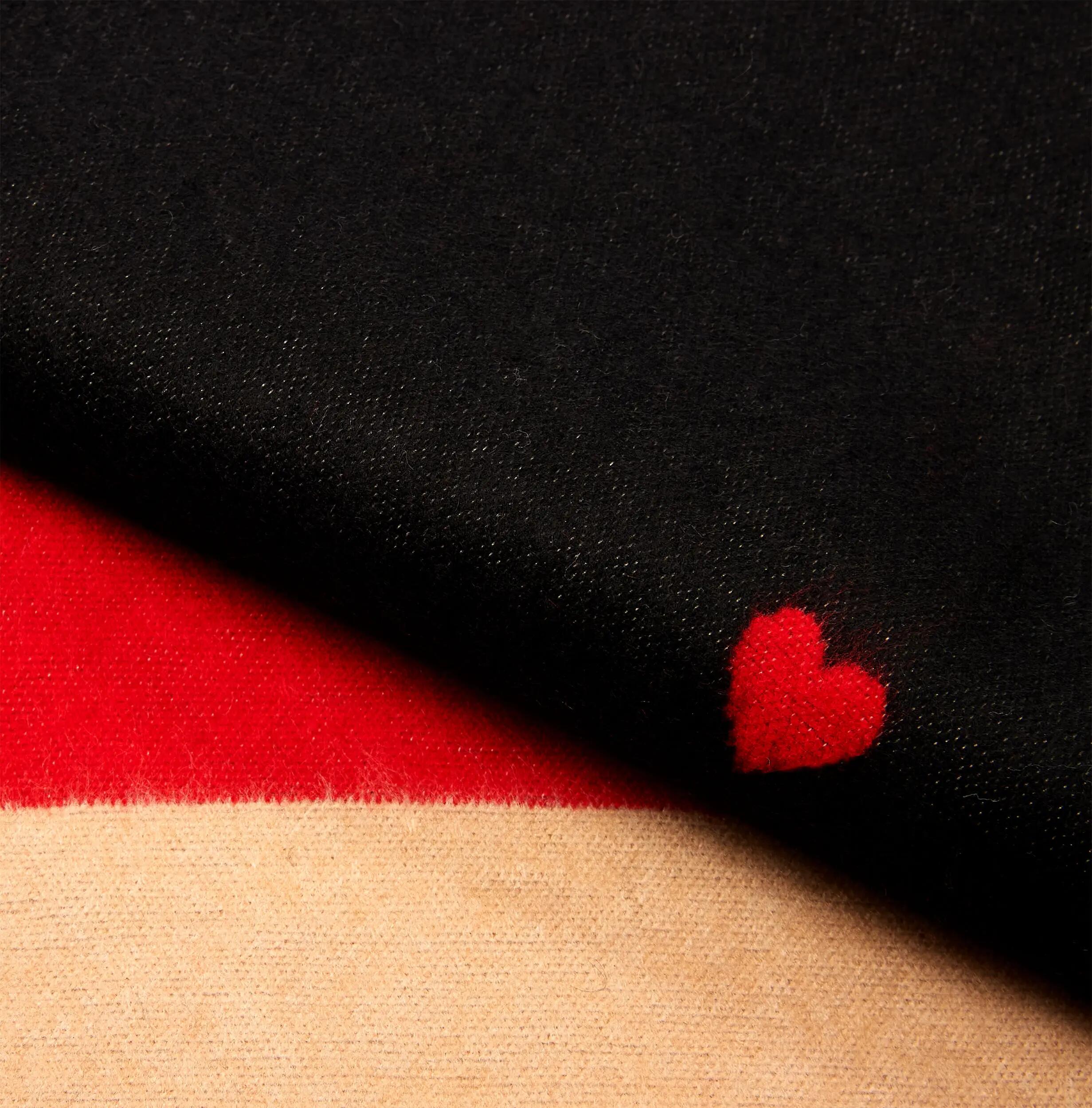 X2 Sciarpa Cashmirillo 70 x 200 cm - motivo a cuori - Rosso, Nero e Beige 6/7