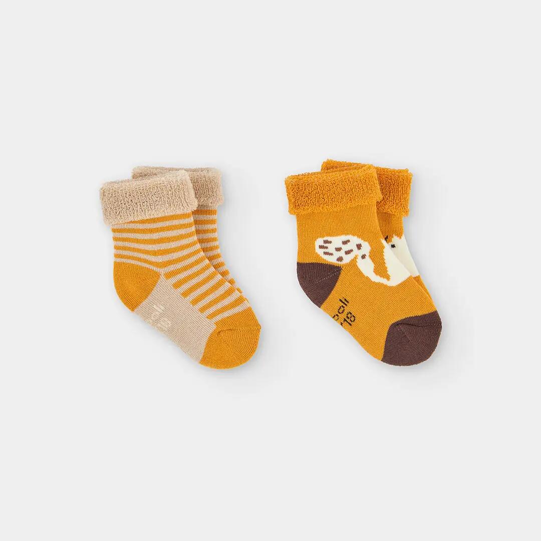 Pack calcetines bebé amarillo estampado de zorro 1/3