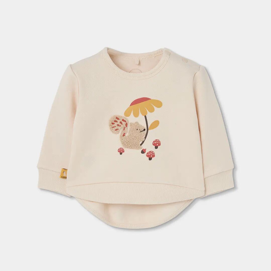 Conjunto punto bebé niña crudo bordado de ardilla 3/7