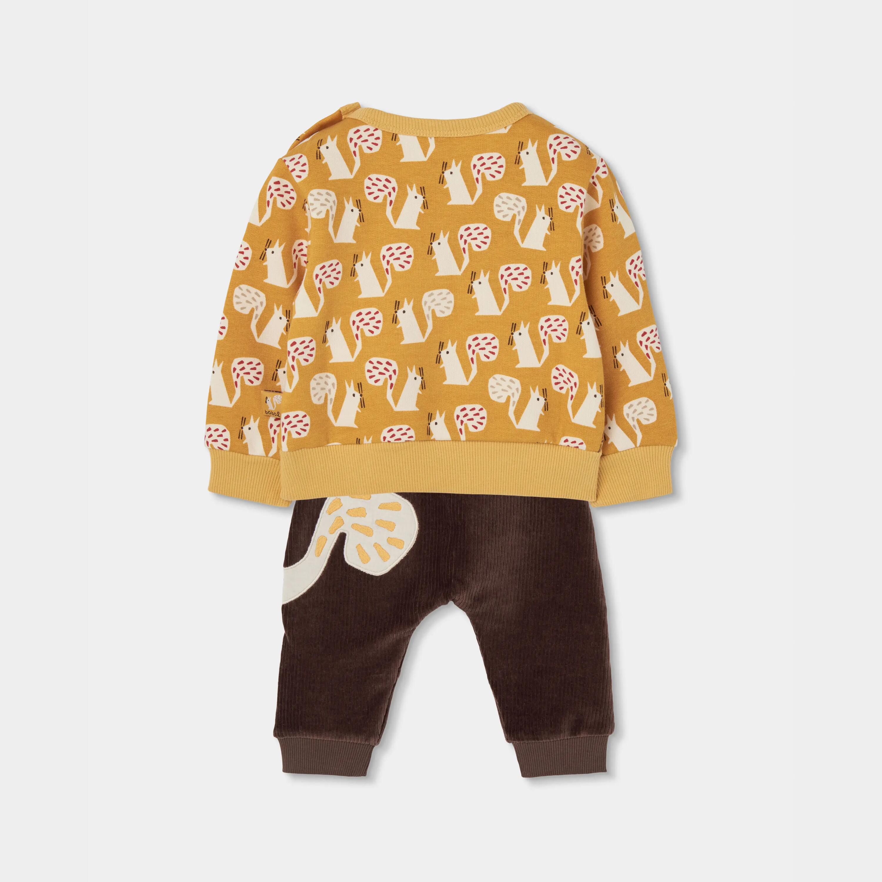 Conjunto punto bebé niño mostaza estampado ardillas 2/7