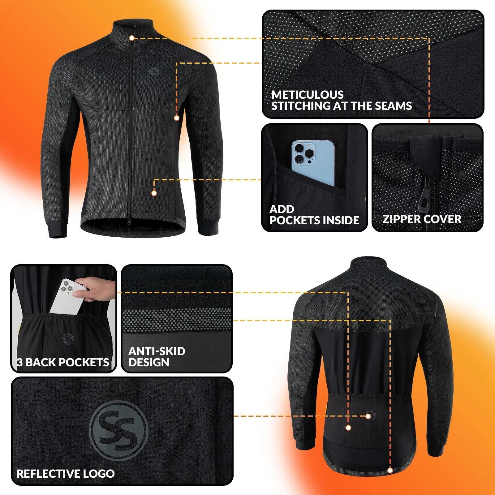 ROCKBROS Veste de cyclisme hiver chaude & coupe-vent 4/8