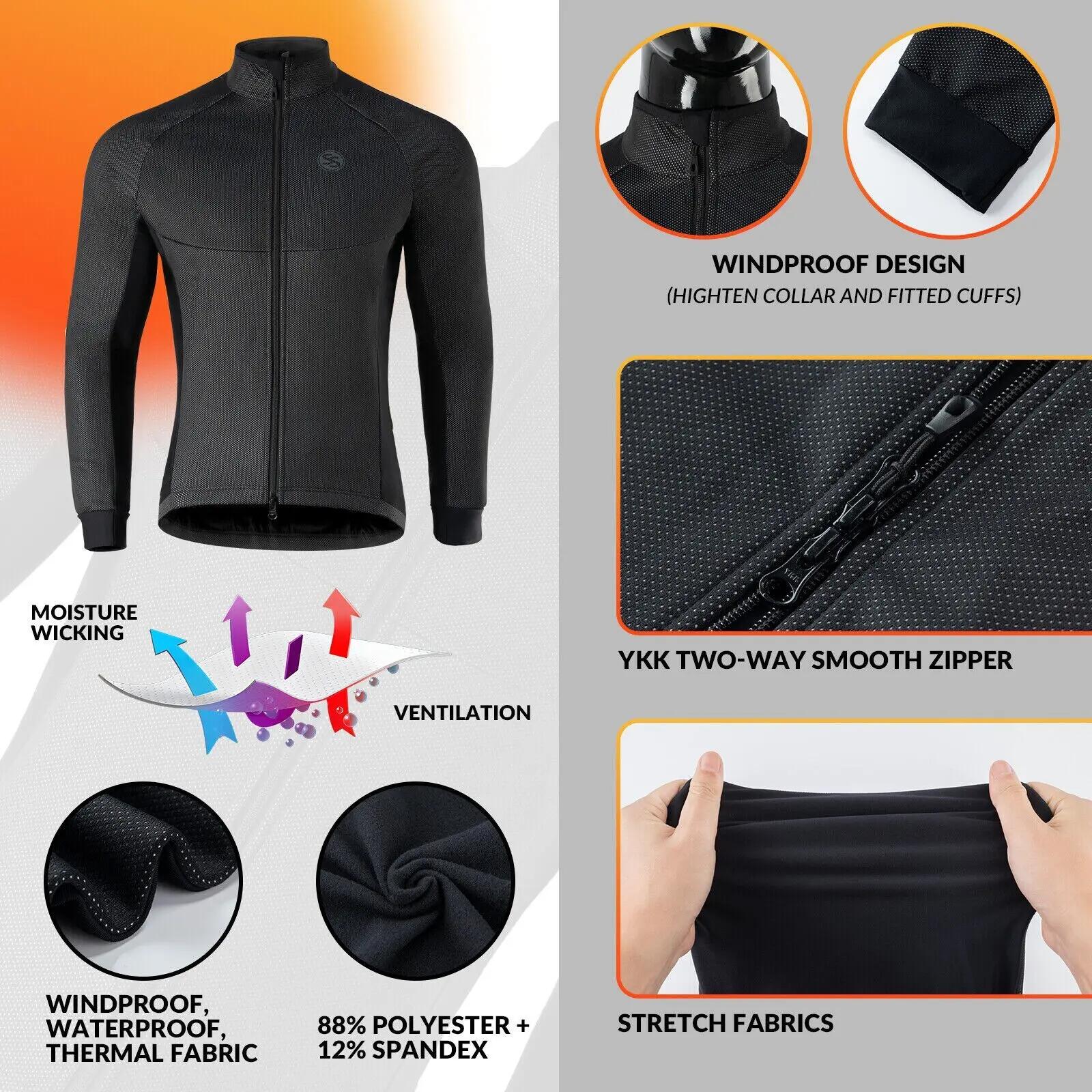 ROCKBROS Veste de cyclisme hiver chaude & coupe-vent 3/8