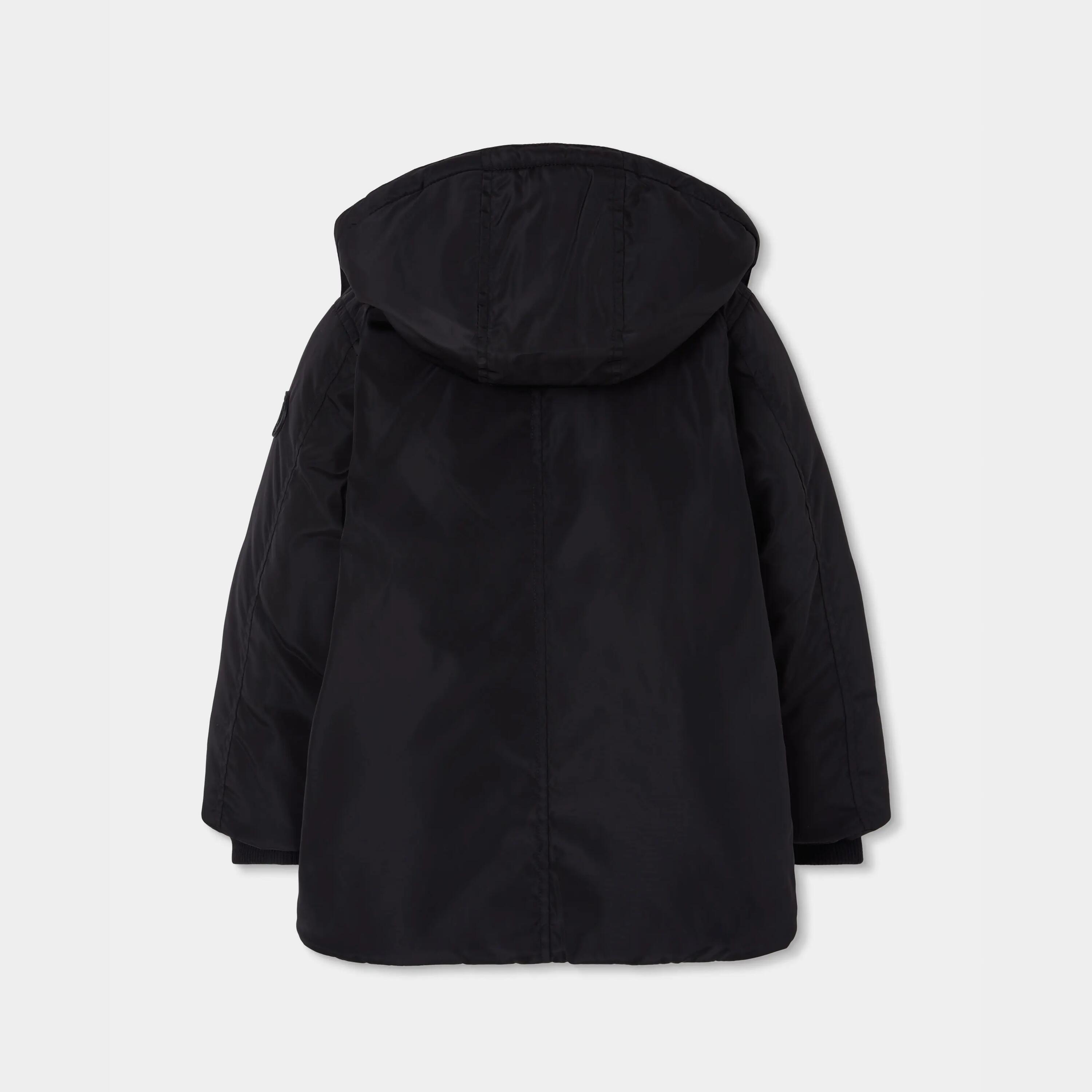 Parka tejido técnico niño negra con capucha 2/4
