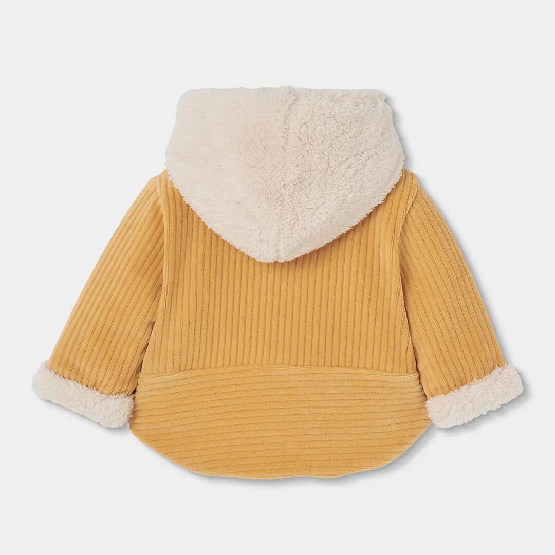Chaqueta punto bebé amarilla con capucha 2/4