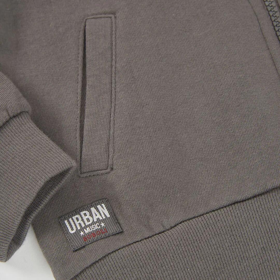 Chaqueta felpa niño gris con capucha 4/4