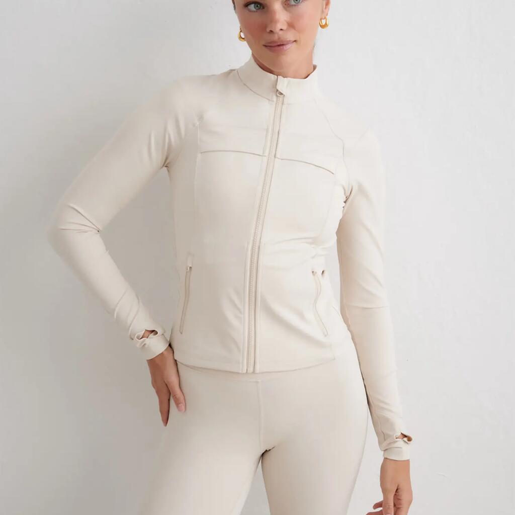 Women's Jacket Compressive Zip Sculpting Sand