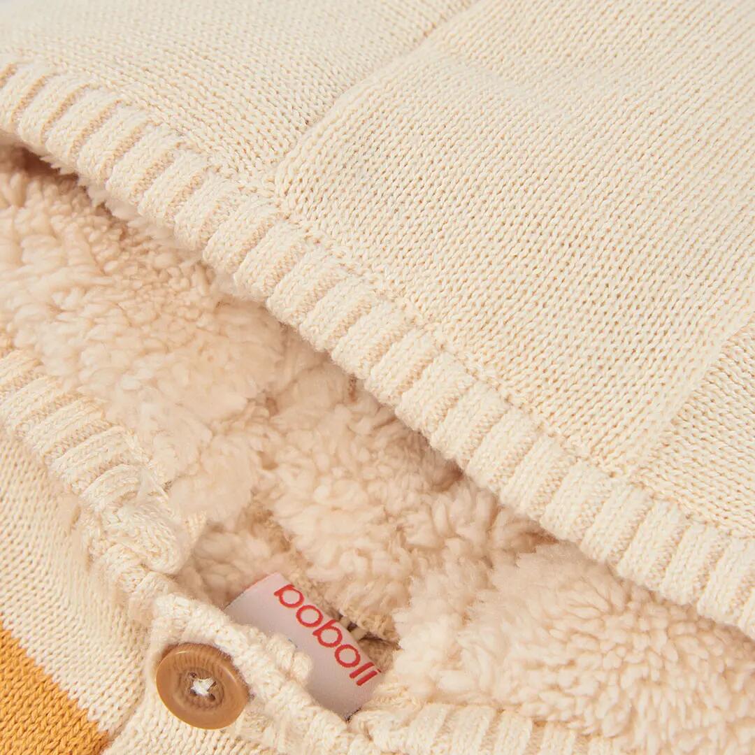 Chaqueta punto bebé crudo a rayas con capucha 3/4