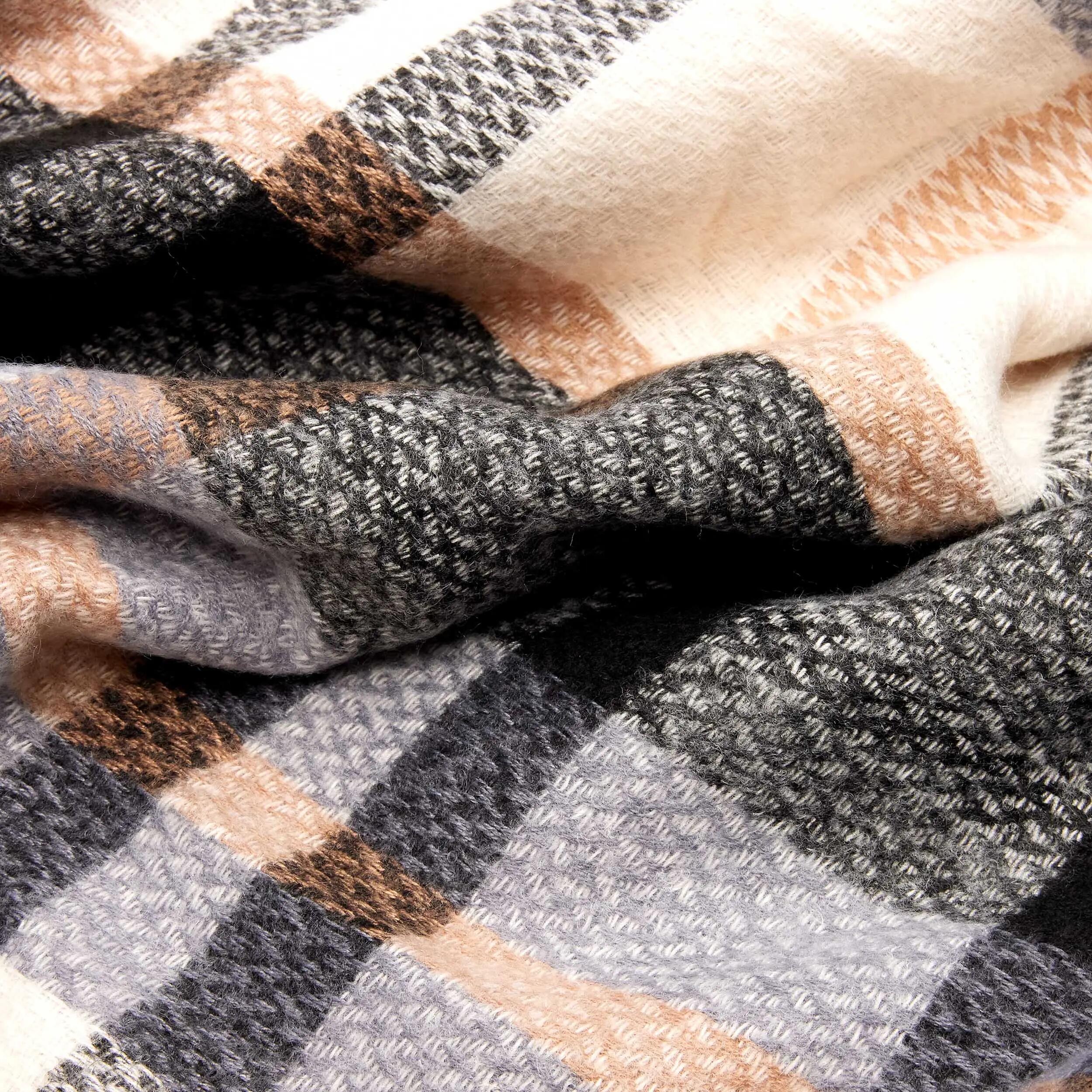 X2 Sciarpa Cashmirillo 70 x 200 cm - motivo a quadri - Nero, Beige e Marrone 6/7
