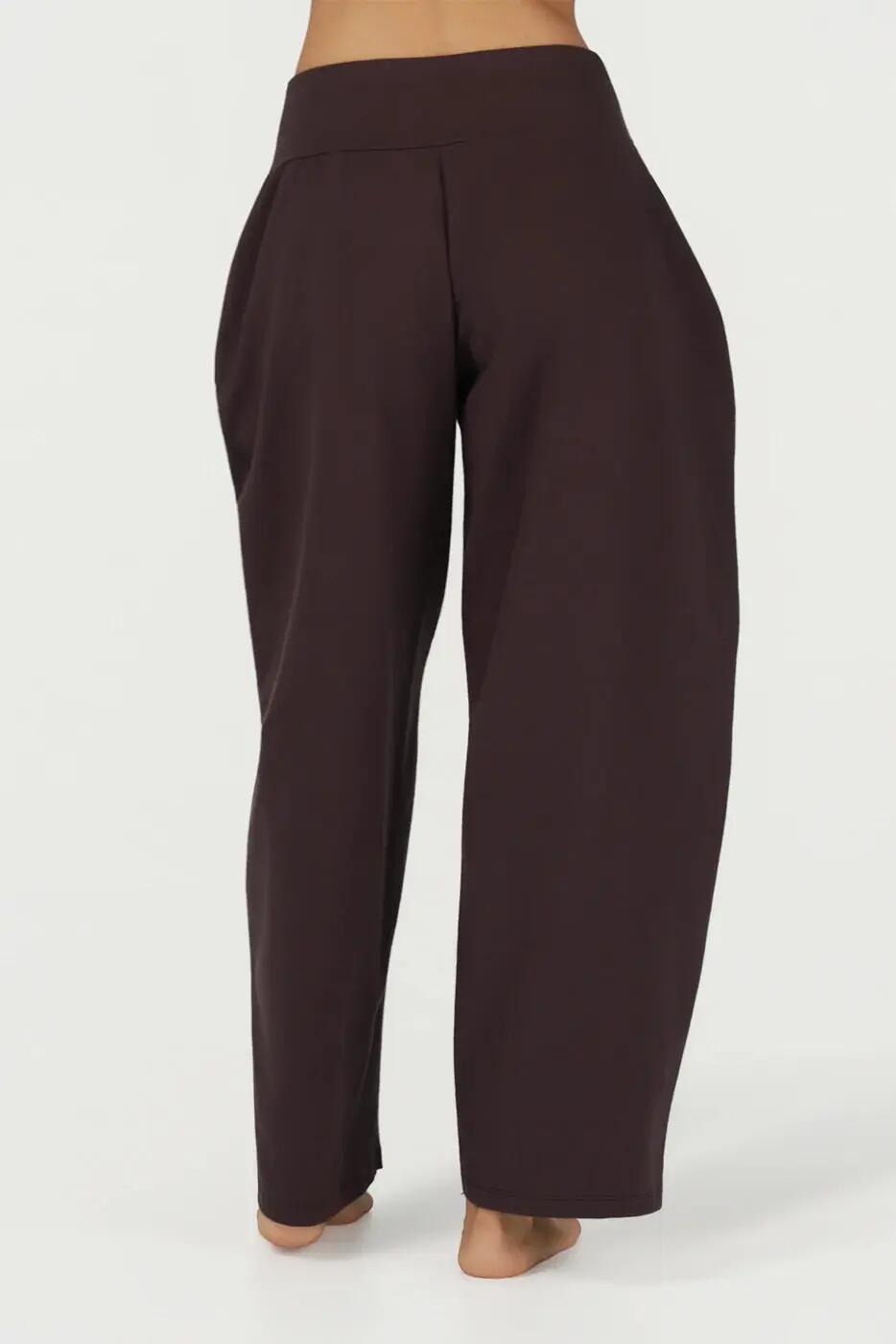 Pantalon de yoga & méditation Dhara – coupe barrel, Coffee 3/6