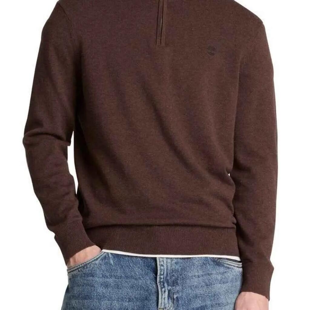 TIMBERLAND pullover half-zip 100% cotton - brown.
