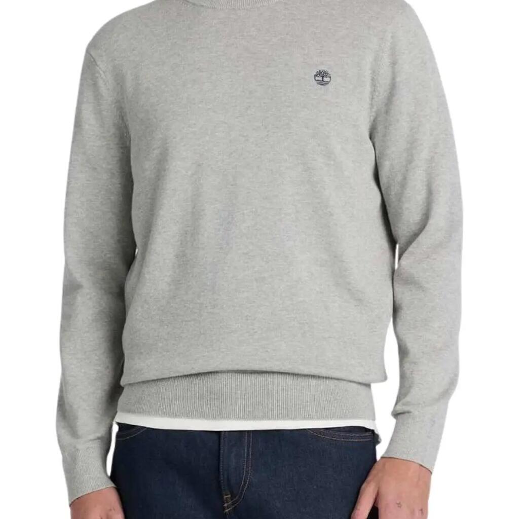 TIMBERLAND men's pullover 100% cotton embroidered logo grey