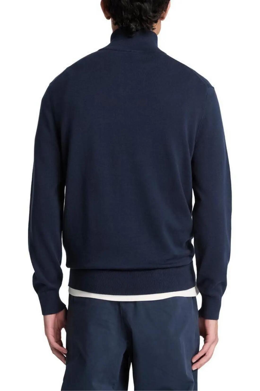 Pullover - Hombre - Mezza zip - Algodón - Navy 3/4