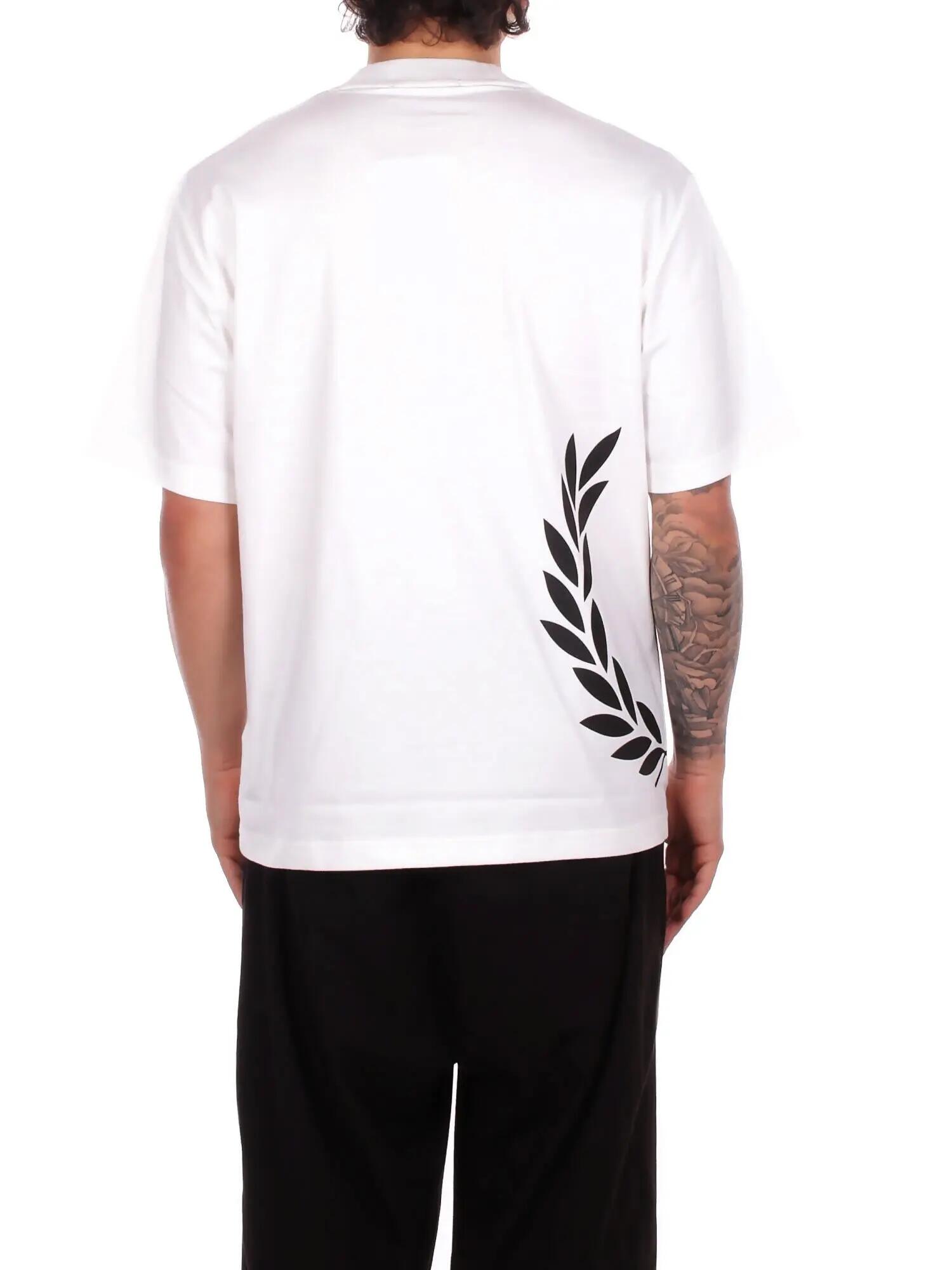 T-shirt Heren Fred Perry Wit 3/5