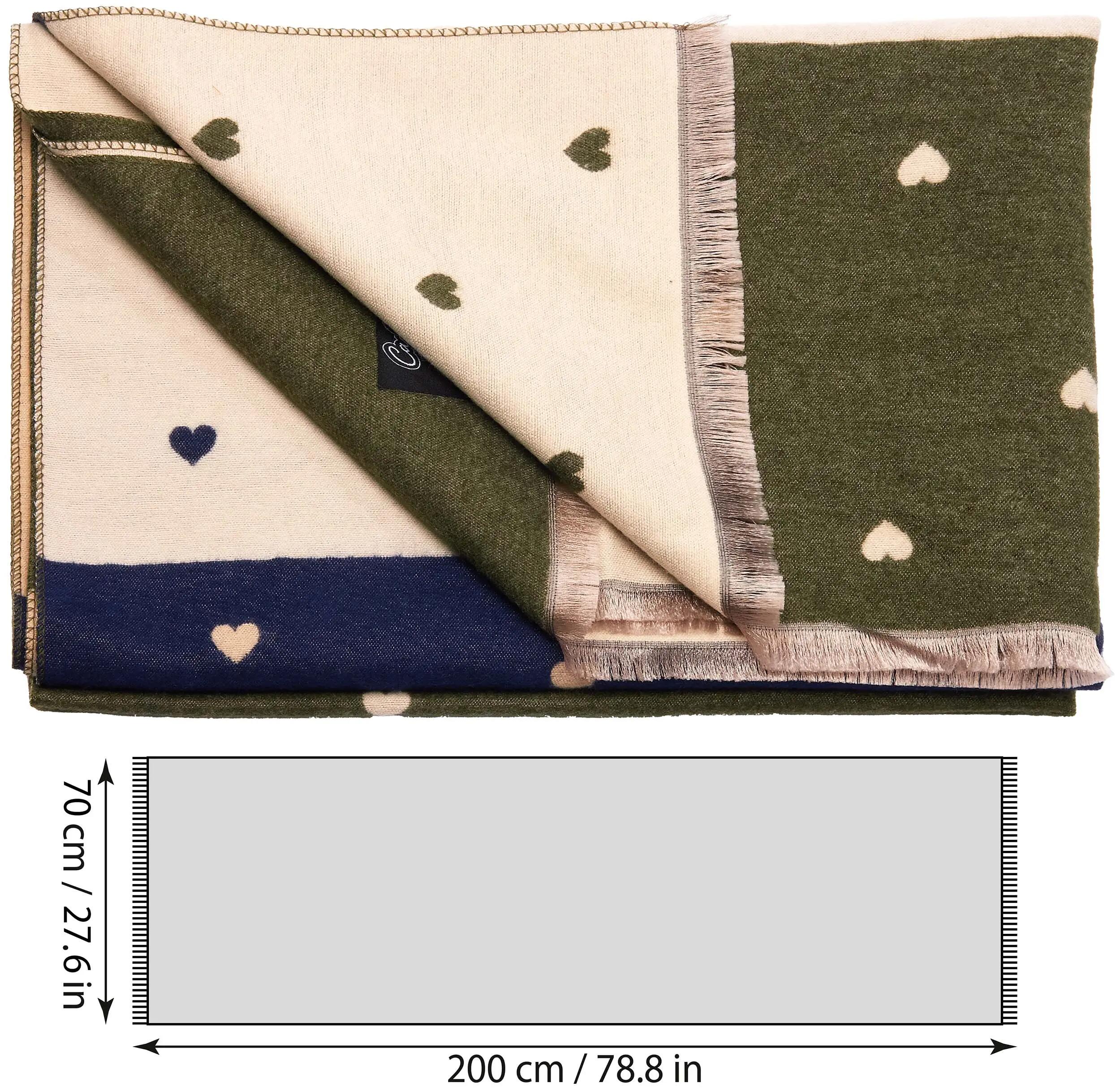 X2 Sciarpa Cashmirillo 70 x 200 cm - motivo a cuori - Blu, Oliva e Beige 6/7