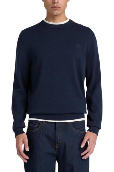 pull - homme - coton 100% - girocol - logo brodé - bleu marine