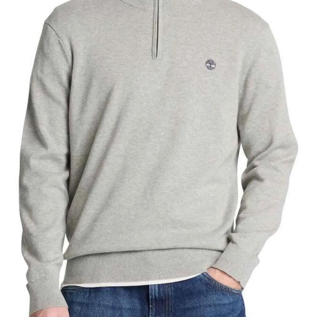 TIMBERLAND men’s half-zip pullover, 100% cotton - grey