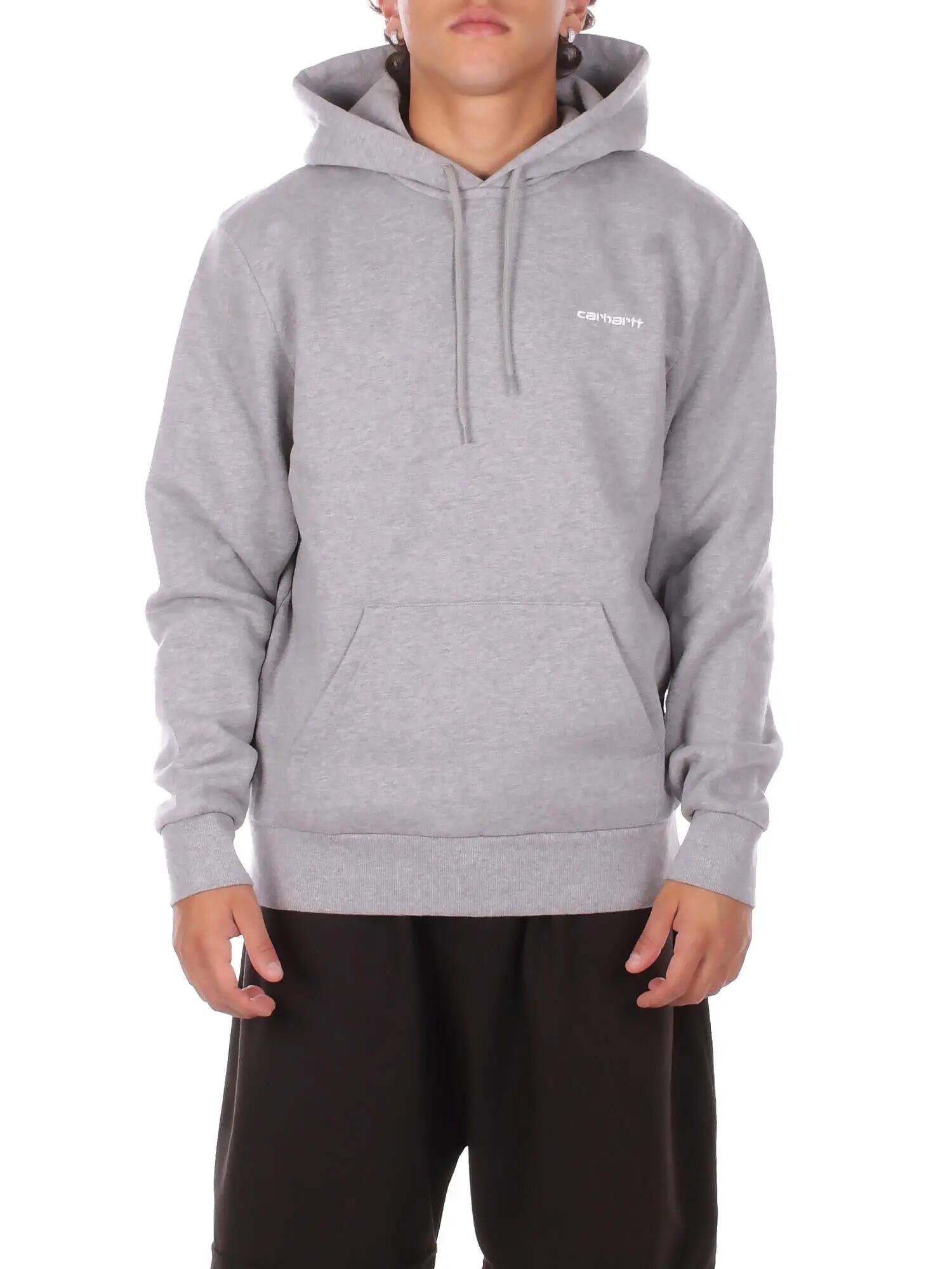 carhartt wip uomo felpa i035392 00d xx hooded script embroidery grey light 1/5