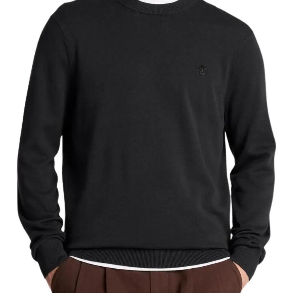 Timberland men pullover 100% cotton crew neck black